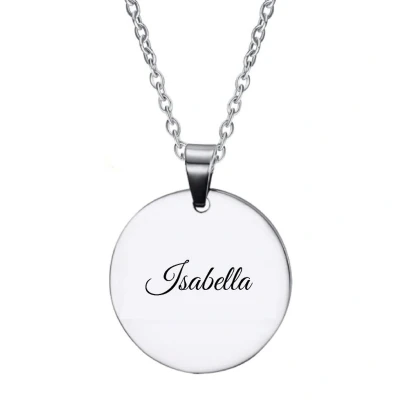 Afbeelding van Ketting RVS Met Naam Gravering Isabella Zilver Rond