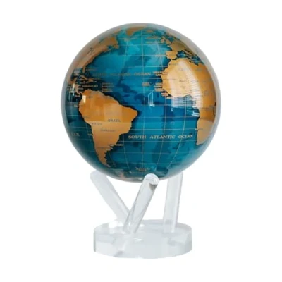 Afbeelding van MOVA Globe Blue and Gold 4.5&quot; with Base, Solar Powered Rotating No Need of Battery or Chord, Unique Gift Decoration