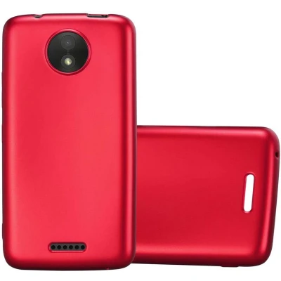 Afbeelding van Cadorabo Hoesje geschikt voor Motorola MOTO C in METALLIC ROOD Beschermhoes gemaakt van flexibel TPU silicone Case Cover