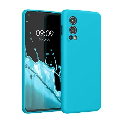 Afbeelding van kwmobile telefoonhoesje geschikt voor OnePlus Nord 2 5G Hoesje met siliconen coating Smartphone case in ijsblauw