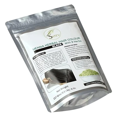 Afbeelding van SVATV Zwarte Henna haarkleur met de goedheid van 9 kruiden Black Mehndi voor haar, maak het haar zacht en glanzend Natuurlijke haarkleur227g,08oz