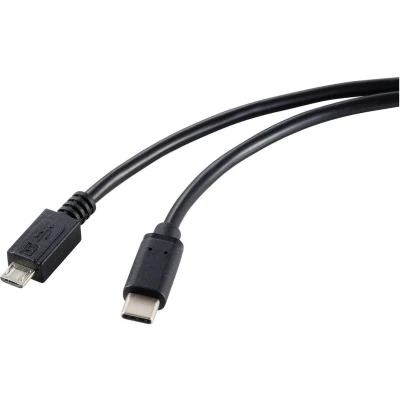 Afbeelding van Renkforce USB kabel 2.0 C stekker, micro B stekker 1.80 m Zwart Afscherming totaal RF 5720396
