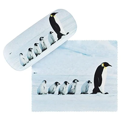 Afbeelding van VON LILIENFELD Brillenetui Pinguïns Brillenkoker Stabiele Reinigingsdoek Glasses Case Box