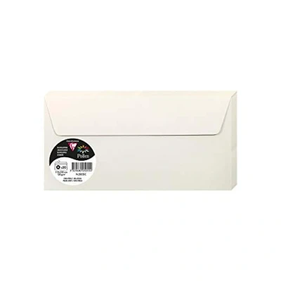 Afbeelding van Clairefontaine 5055C pakket met 20 zelfklevende enveloppen, formaat DL 11 x 22 cm, 120 g/m², kleur: parelgrijs, uitnodigingen en passagiers, serie Pollen, premium papier, glad