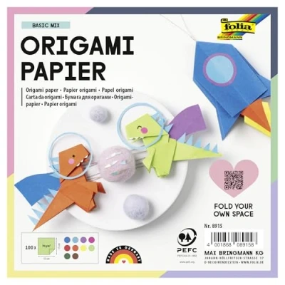 Afbeelding van folia 8915 Vouwbladen 15 x cm, 70 g/m², 100 vellen gesorteerd in 10 intense kleuren, ideaal voor papiervouwen en andere creatieve knutselwerkjes