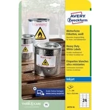 Afbeelding van AVERY Zweckform J4778 10 weerbestendige folieetiketten Inkjet (480 stickers, 45,7 x 21,2 mm op A4, extreem sterk zelfklevend, waterbestendig, duurzaam, bedrukbare outdoor plakfolie) vellen, wit
