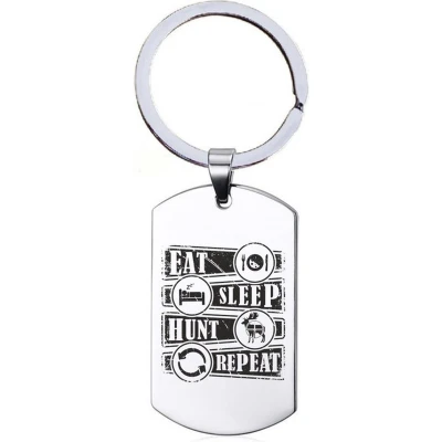 Afbeelding van Sleutelhanger RVS Eat Sleep Hunt Repeat