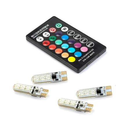Afbeelding van RGB T10 LED 6SMD Met afstandsbediening 12V 4 stuks