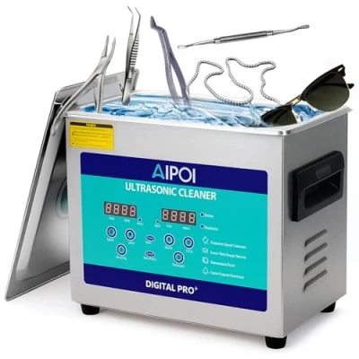 Afbeelding van AIPOI Ultrasone reiniger 3.2L, ultrasoon reinigingsapparaat met timer en verwarming, voor het reinigen van tandheelkundige gereedschappen, metalen onderdelen, wapenonderdelen, carburateurs