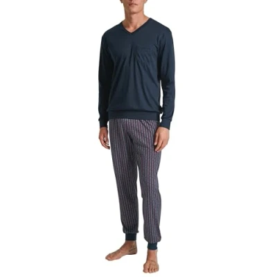 Afbeelding van Calida Streamline BÜNDCHEN SET Pyjama, Heren, Maat: Medium, Dark sapphire
