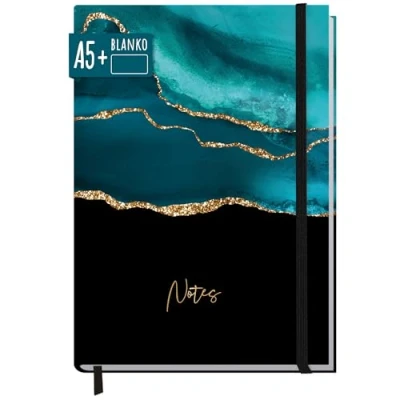 Afbeelding van Paper&amp;you® notitieboek, A5+, blanco, met elastiek, glanzend groen, 156 pagina&#039;s, 78 vellen, als bullet journal, schetsboek, dagboek, duurzaam en klimaatvriendelijk