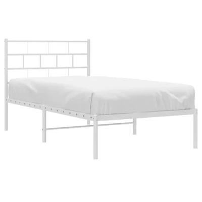Afbeelding van Bedframe met hoofdbord metaal wit 80x200 cm