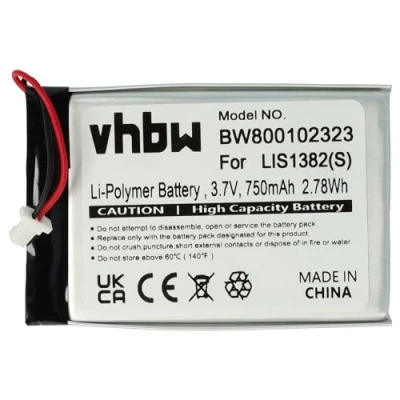Afbeelding van vhbw Battery LI POLYMER 750mAh suitable for Sony Portable Reader replaces 1 756 769 11, LIS1382(J), 8704A41918