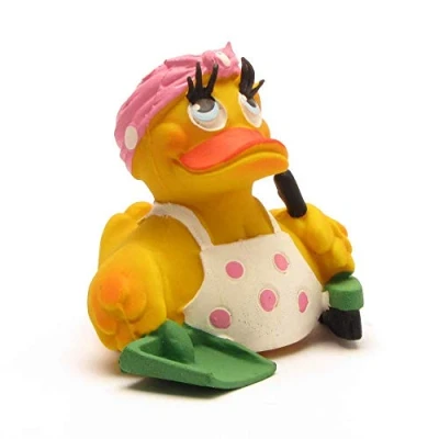 Afbeelding van DUCKSHOP I badeend schoonmaakster eend piep L: 7,5 cm