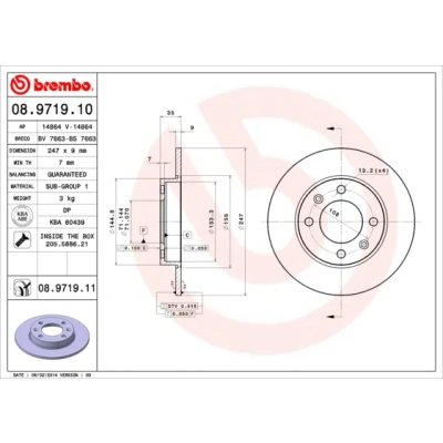 Afbeelding van Brembo Remschijf 08.9719.10
