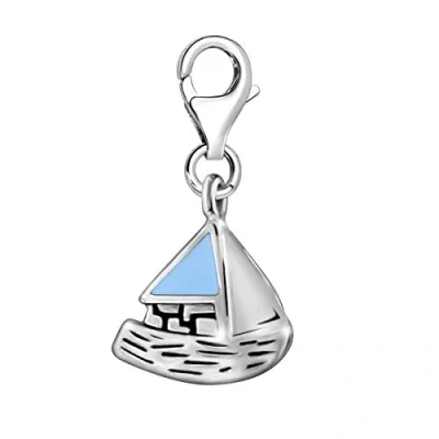 Afbeelding van Quiges Charm Hanger 3D Zeilboot Verzilverd karabijnslot geschikt voor Zinzi, Thomas Sabo Ti Sento Bedelarmband QHC129