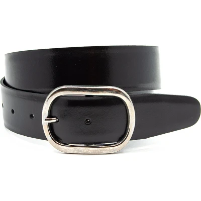 Afbeelding van JV Belts dames riem Zwart 4 cm breed Echt Leer Taille: 95cm Totale lengte riem: 110cm
