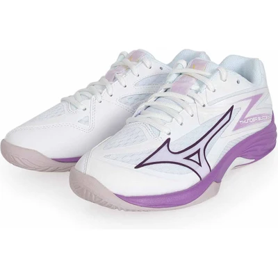 Afbeelding van Mizuno Thunder Blade Z Volleybalschoenen, Dames, Maat: 40.5, White/patrician purple/quince Textiel/ synthetisch