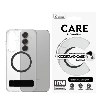 Afbeelding van CARE by PanzerGlass Feature Case Transparant w. Zwart Kickstand &amp; QI Samsung S25 Plus