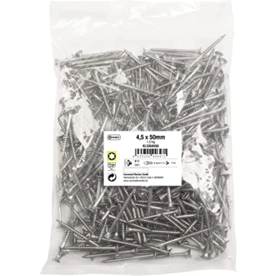 Afbeelding van Connex Universele schroeven 4,5 x 50 mm 1 kg grootverpakking verzonken kop TX aandrijving gedeeltelijke schroefdraad roestvrij staal roestvrij/schroevenset/schroeven in zak / KL3264550