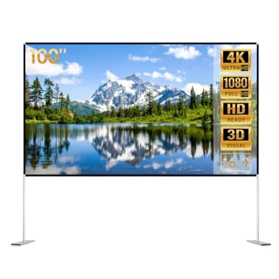 Afbeelding van Todeco Projectiescherm 100 inch 16: 9 scherm, opvouwbaar, wasbaar, duurzaam, draagbaar, 4K HD projector met draagbare tas voor bioscoop, thuis, kantoor, reizen