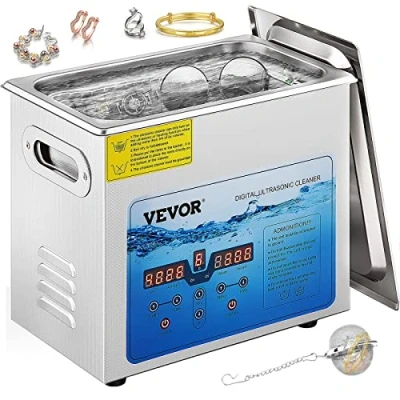 Afbeelding van VEVOR Ultrasoon Reiniger 6L Roestvrij Staal Professionele Ultrasone Reinigingsapparaat met Timer Verwarming voor Sieraden Brillen Tanden