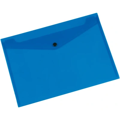 Afbeelding van Q CONNECT documentenmap, A4, transparante PP, drukknopsluiting, blauw documentenmap