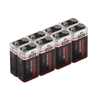 Afbeelding van Warriors 8X 9v batterijen battery, extra vermogen, lange levensduur, voor rookmelders, brandmelders, alarmsensoren, enz 6lr61 6F22 PP3 MN1604