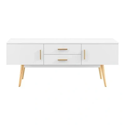 Afbeelding van tv meubel Alavus kast met 2 lades 140x40x56 cm wit