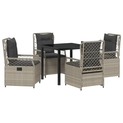 Afbeelding van vidaXL 5 delig Tuin Eetset Lichtgrijs Poly Rattan
