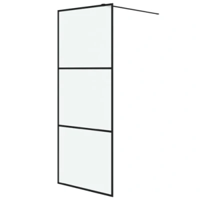 Afbeelding van vidaXL Inloopdouchewand 80x195 cm mat ESG glas zwart