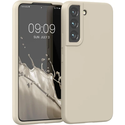 Afbeelding van kwmobile telefoonhoesje geschikt voor Samsung Galaxy S22 Hoesje met siliconen coating Smartphone case in mat crème