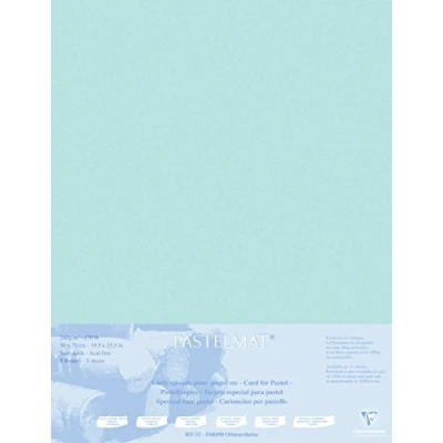 Afbeelding van Clairefontaine 496013C tekenvellen (verpakking met 5 vellen pastelmat op karton gelamineerd, 1800 µm, 50 x 70 cm, ideaal voor droogtechnieken en pastel) lichtblauw