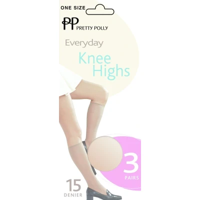 Afbeelding van Pretty Polly Kniekousjes EveryDay Pantykousjes 15 Den 3 Paar Voordeelverpakking One Size Barely Black