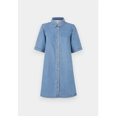 Afbeelding van Object Jurk Objframe 2/4 Re Denim Dress Noos 23045685 Light Blue Dames Maat S