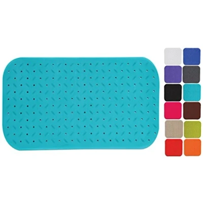 Afbeelding van MSV Douche/bad anti slip mat badkamer rubber turquoise 36 x 65 cm Badmatjes