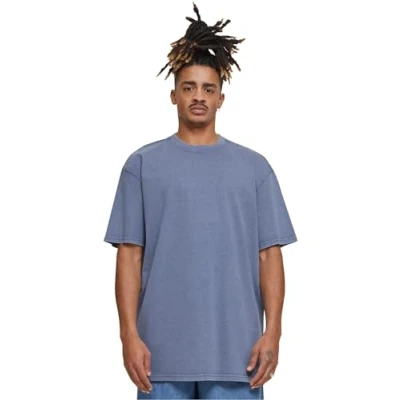 Afbeelding van Build Your Brand Heren T shirt Acid Washed Heavy Oversized Tee Vintage blauw 4XL, blauw, 4XL