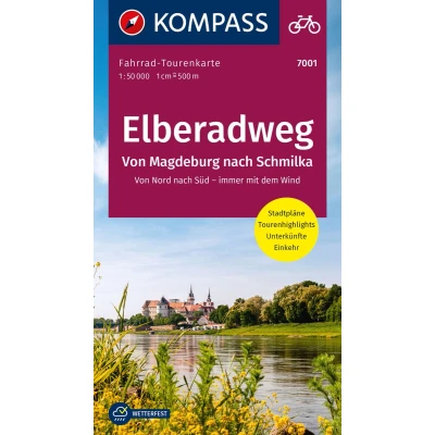 Afbeelding van KOMPASS Fahrrad Tourenkarte Elberadweg Von Magdeburg nach Schmilka 1:50.000: Nord Süd immer mit dem Wind. Leporello Karte, reiß und wetterfest: 7001
