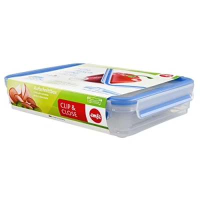 Afbeelding van Emsa 509040 Clip &amp; Close vleesbox systeem met deksel 1,65 liter transparant/blauw