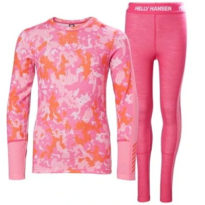 Afbeelding van Helly Hansen Unisex Kid&#039;s Jr Graphic LIFA Merino Set Base Layer Bottom, 181 Dragon Fruit Splash Camo a, 14 Jaren