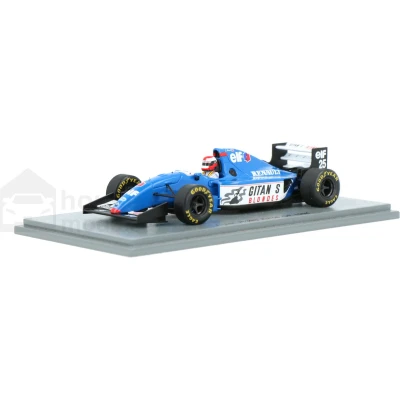 Afbeelding van de 1:43 Diecast Modelcar van een Ligier JS39B #25 Europese GP 1994.De bestuurder was Johnny Herbert.De fabrikant het schaalmodel is Spark.Dit model alleen online beschikbaar.
