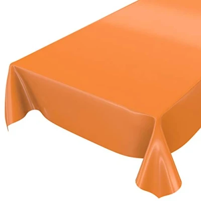 Afbeelding van Anro Afwasbaar tafelzeil effen kleur, glanzend, met gesneden rand, oranje, 100 x 140 cm