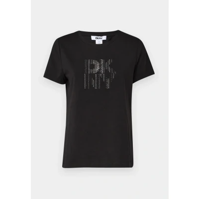 Afbeelding van DKNY Hotfix GRID LOGO TEE Tshirt basic, Dames, Maat: XS, Black