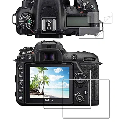 Afbeelding van iDaPro Glazen schermbeschermer voor Nikon D7500 + PET Top Screen Protector [2+2 Pack] Gehard glas Eenvoudige installatie