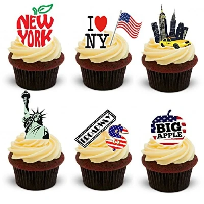 Afbeelding van 30 Stand Up New York City Themed Eetbare Wafer Papier Cake Toppers Decoraties
