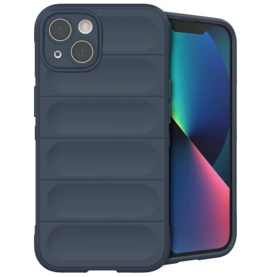 Afbeelding van Apple iPhone 13 Hoesje Siliconen en TPU (zacht) iMoshion Softcase/Backcover Donkerblauw Telefoonhoesje
