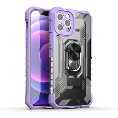 Afbeelding van Hoesje geschikt voor iPhone 13 Pro Max Backcover Rugged Armor Ringhouder Shockproof Extra valbescherming TPU Paars