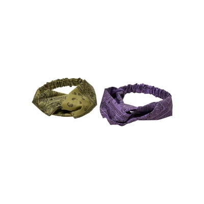 Afbeelding van Urban Classics Bandana Print 2PACK Haaraccessoire, Maat: One Size, Lilac olive