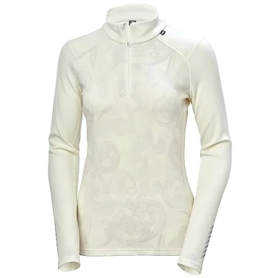 Afbeelding van Helly Hansen Dames W LIFA Merino Midw Gra 1/2 Zip, Off White Rosemaling, M