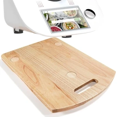 Afbeelding van Schuifplank voor Thermomix TM6, glijplank TM6 met 2 universele wielen, rolplank snel verplaatsen TM5 rolplank, verschuiven van hout